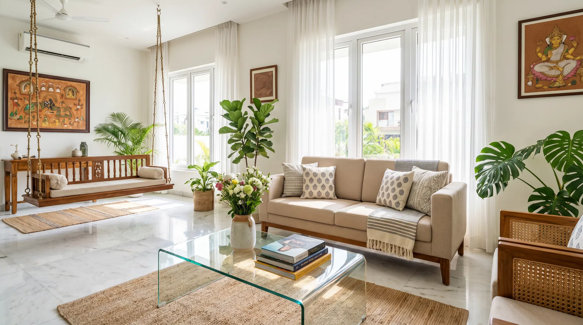 Clean modern living room in Kochi